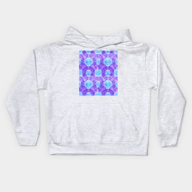 Blue and Purple Technicolor Tie-Dye Kids Hoodie by Carolina Díaz